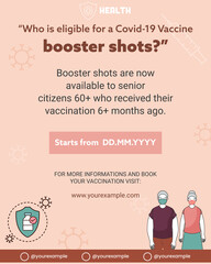 Covid-19 Booster Shots Now Available Poster Or Template Design In Peach Color.