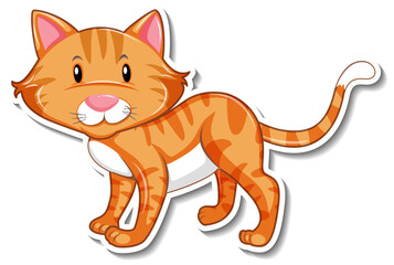 A sticker template of cat cartoon character