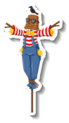 Scarecrow dressed like clown in cartoon style
