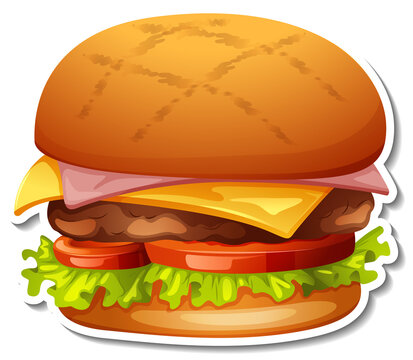 Meat and cheese hamburger on white background