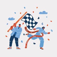 Vector illustration of Business People Competition Running Race Concept