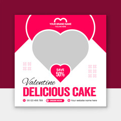 Valentine's day social media post template. Social media template vector illustration. Promotion banner template