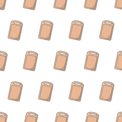 Cutting Board Seamless Pattern On A White Background. Kitchen Theme Vector Illustration