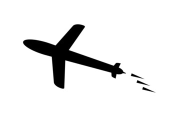Fototapeta na wymiar Flying airplane silhouette icon. Vector.