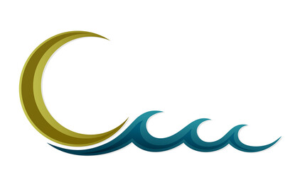 A Symbol of moon and blue wave. 