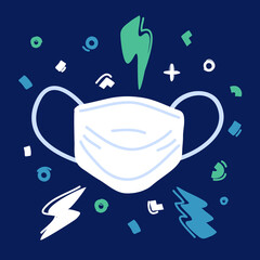 Cartoon vector illustration of Doctor mask and corona virus protection