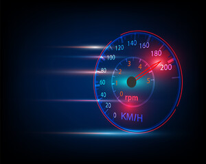 car speedometer in motion dashboard for car illustration
