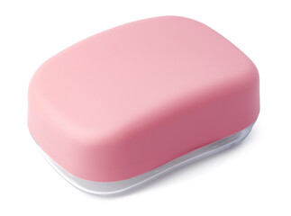 Soap bar on soap dish isolated on white
