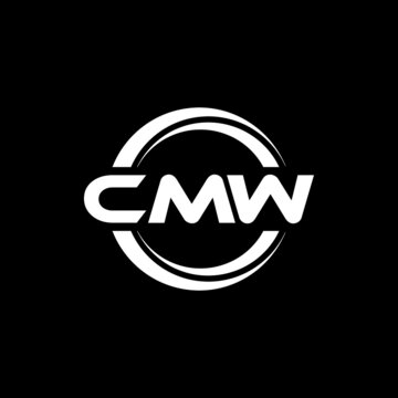 CMW letter logo design with black background in illustrator, vector logo modern alphabet font overlap style. calligraphy designs for logo, Poster, Invitation, etc.	