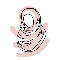 Hijab. Traditional women's headdress hijab. Schematic illustration of the hijab.