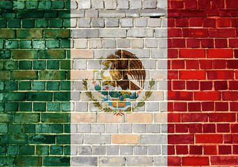 Mexico flag on a brick wall
