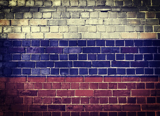 Grunge Russia flag on a brick wall