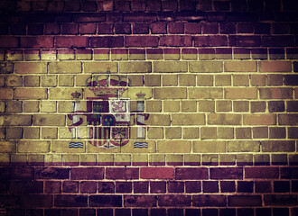 Grunge Spain flag on a brick wall