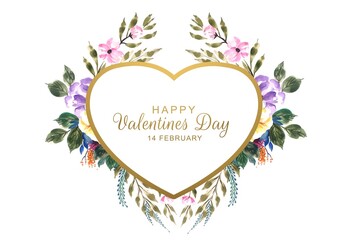 Valentine's day invitation card with colorful flowers background