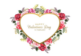 Valentine's day invitation card with decorative flowers design