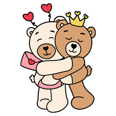 valentine-teddy-bear-couple bear flat color design - SVG illustration for web, wedsite, application, presentation, Graphics design, branding, etc.