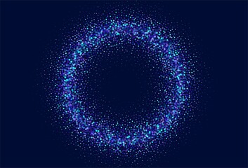Blue circular glitter particles background