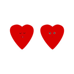 Vector illustration of two red hearts. Art design for Valentine's Day greetings and card, web, banner, poster, flyer, brochure, print.