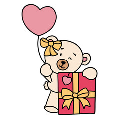 valentine-teddy-bear bear flat color design - SVG illustration for web, wedsite, application, presentation, Graphics design, branding, etc.