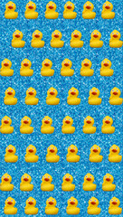 Many yellow ducklings in the water, sequence repeat