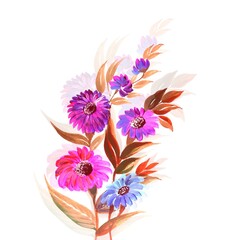 Wedding invitation card with lovely watercolor flowers background