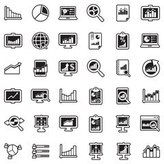 Statistic Icons. Line With Fill Design. Vector Illustration.
