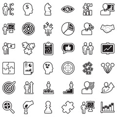 Strategy Icons. Line With Fill Design. Vector Illustration.