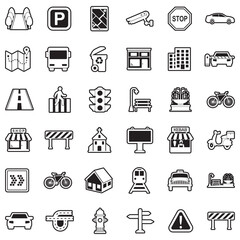 Street Icons. Line With Fill Design. Vector Illustration.