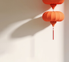 3D render of red traditional lanterns symbol of wealthy and good luck for Chinese New Year...