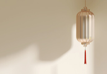 3D render of golden chinese modern lantern a symbol of wealthy and good luck for chinese new year...