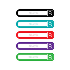 Set Of Search Bar On White Background. Multicolored. Vector