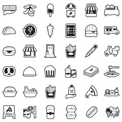 Take Away Icons. Line With Fill Design. Vector Illustration.