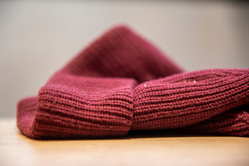 knitted cap and scarf