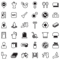 Toilet And WC Icons. Line With Fill Design. Vector Illustration.