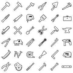 Tools Icons. Line With Fill Design. Vector Illustration.