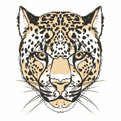 Print with the image of a leopard's muzzle in the form of a hand drawing.