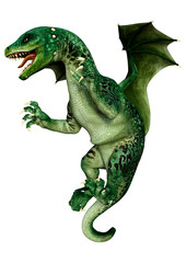 3D Rendering Fairy Tale Dragon on White