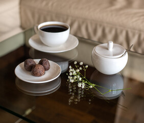 cup of coffee and cookies