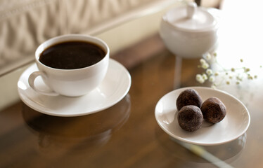 cup of coffee and cookies