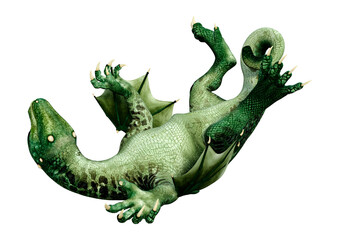 3D Rendering Fairy Tale Dragon on White