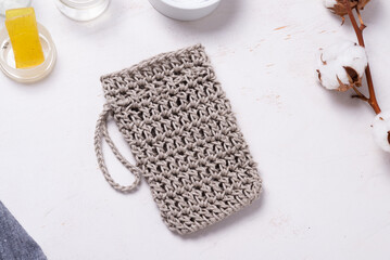 Handmade natural Soap Saver Pouch, washcloth