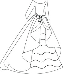 illustration of a dress, Dress coloring page, gown line art