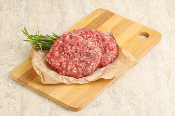 Raw beef burger cutlet for grill