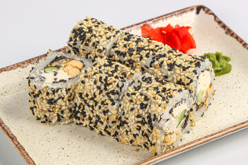 Japanese sushi roll with eel