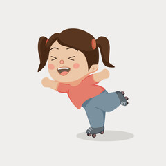 A girl playing roller skates vector design
