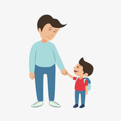 father and his son flat vector illustration