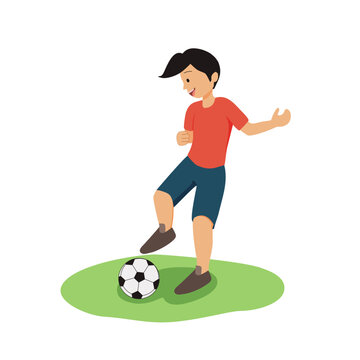 A boy playing soccer clipart vector design