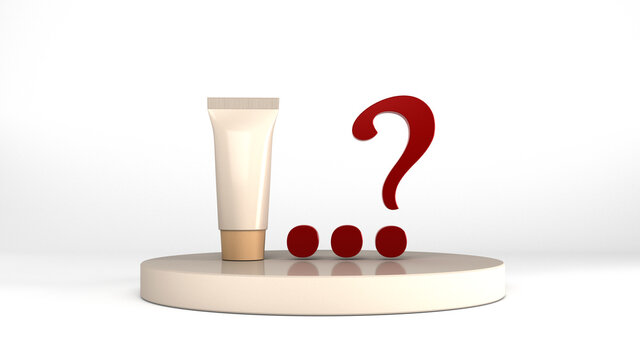 Quelle est la composition de ce produit cosm&eacute;tique ? Eau, &eacute;mulsifiants, conservateurs, &eacute;paississants, hydratants, colorants, parfums. Rendu 3D
