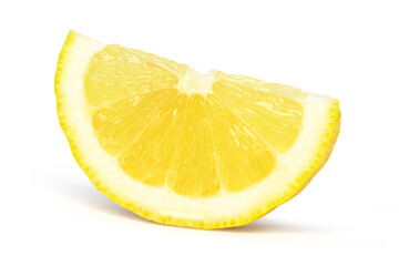 Lemon fruit slice isolated on white background, clipping path, Juicy sliced lemon..