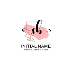 Initial SB beauty monogram, handwriting logo of initial signature, wedding, fashion, floral and botanical logo concept design.